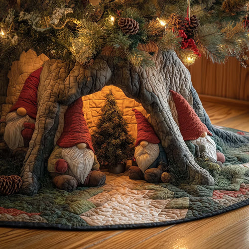 Christmas Gnomes Quilted Tree Skirt GFTOHD12271