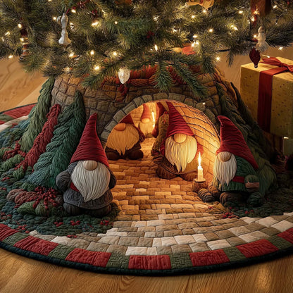Christmas Gnomes Quilted Tree Skirt GFTOHD12274