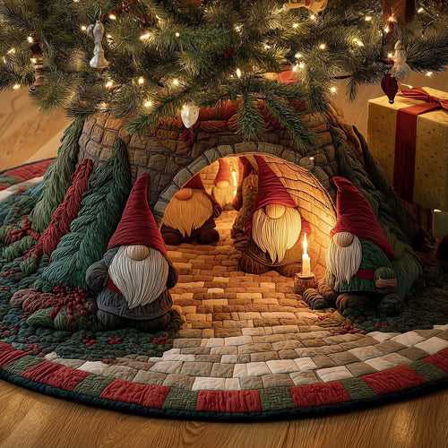 Christmas Gnomes Quilted Tree Skirt GFTOHD12274