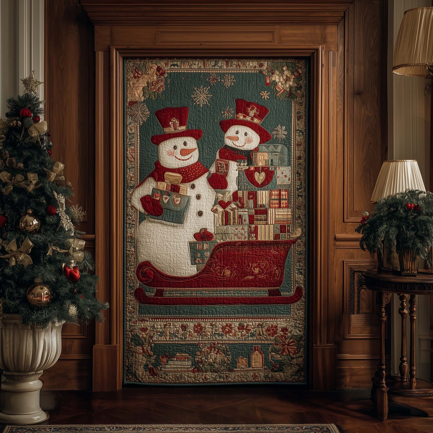 Winter Snowman Delight Quilted Door Cover GFTOHD12277