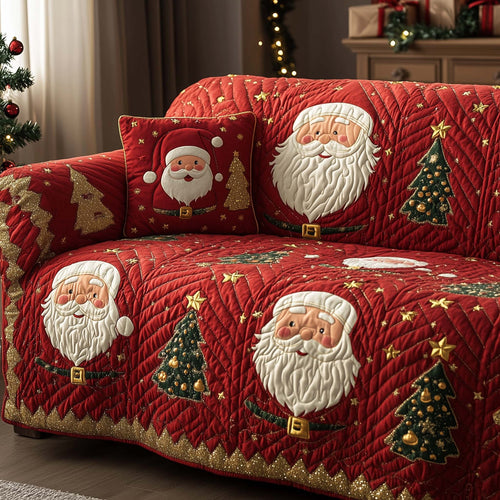Festive Santa Joy Quilted Sofa Cover GFTOHD12332