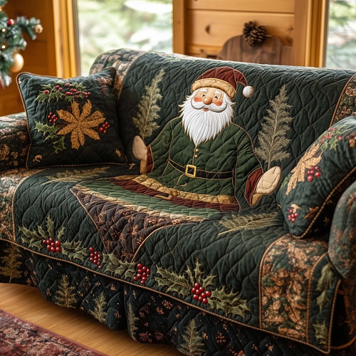 Festive Santa Joy Quilted Sofa Cover GFTOHD12333