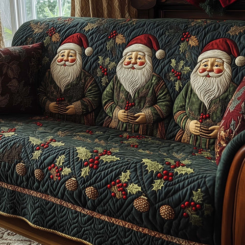 Festive Santa Joy Quilted Sofa Cover GFTOHD12334