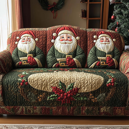Festive Santa Joy Quilted Sofa Cover GFTOHD12335