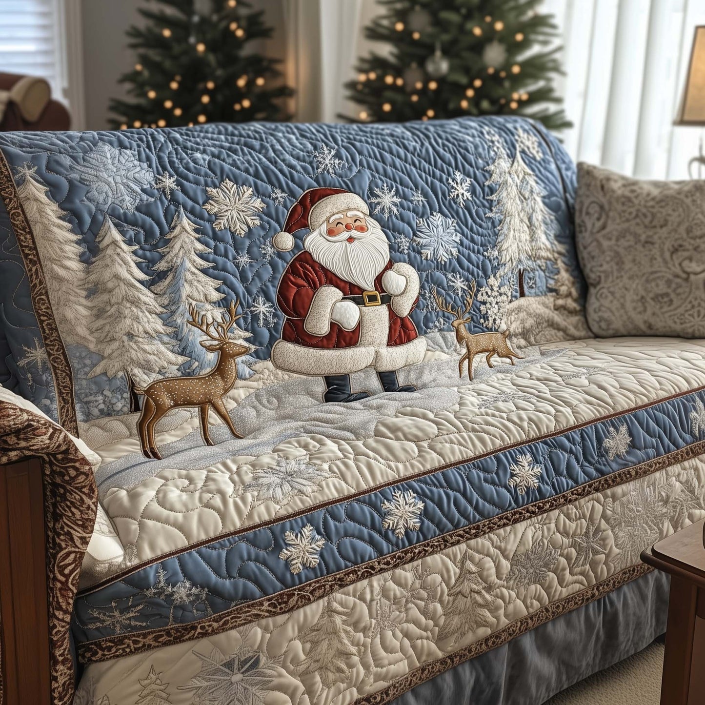 Festive Santa Joy Quilted Sofa Cover GFTOHD12336