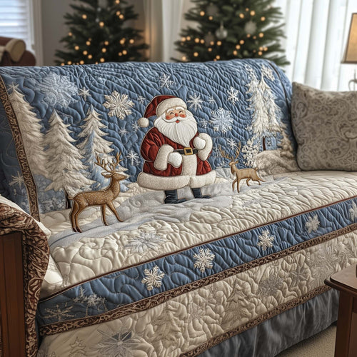 Festive Santa Joy Quilted Sofa Cover GFTOHD12336