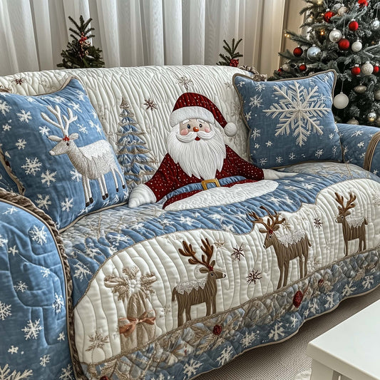 Festive Santa Joy Quilted Sofa Cover GFTOHD12337