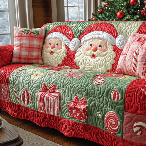 Festive Santa Joy Quilted Sofa Cover GFTOHD12338