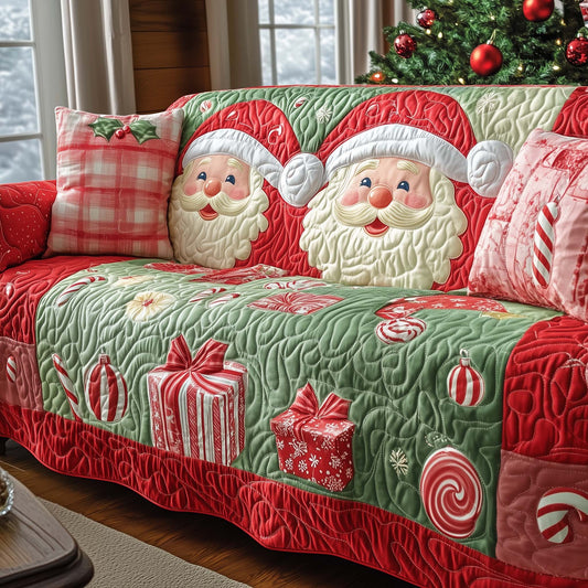 Festive Santa Joy Quilted Sofa Cover GFTOHD12338