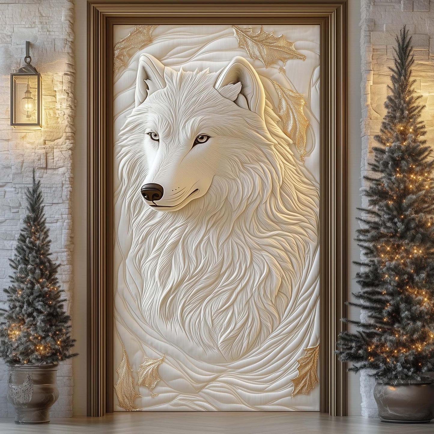 Winter Wolf Spirit Quilted Door Cover GFTOHD12363
