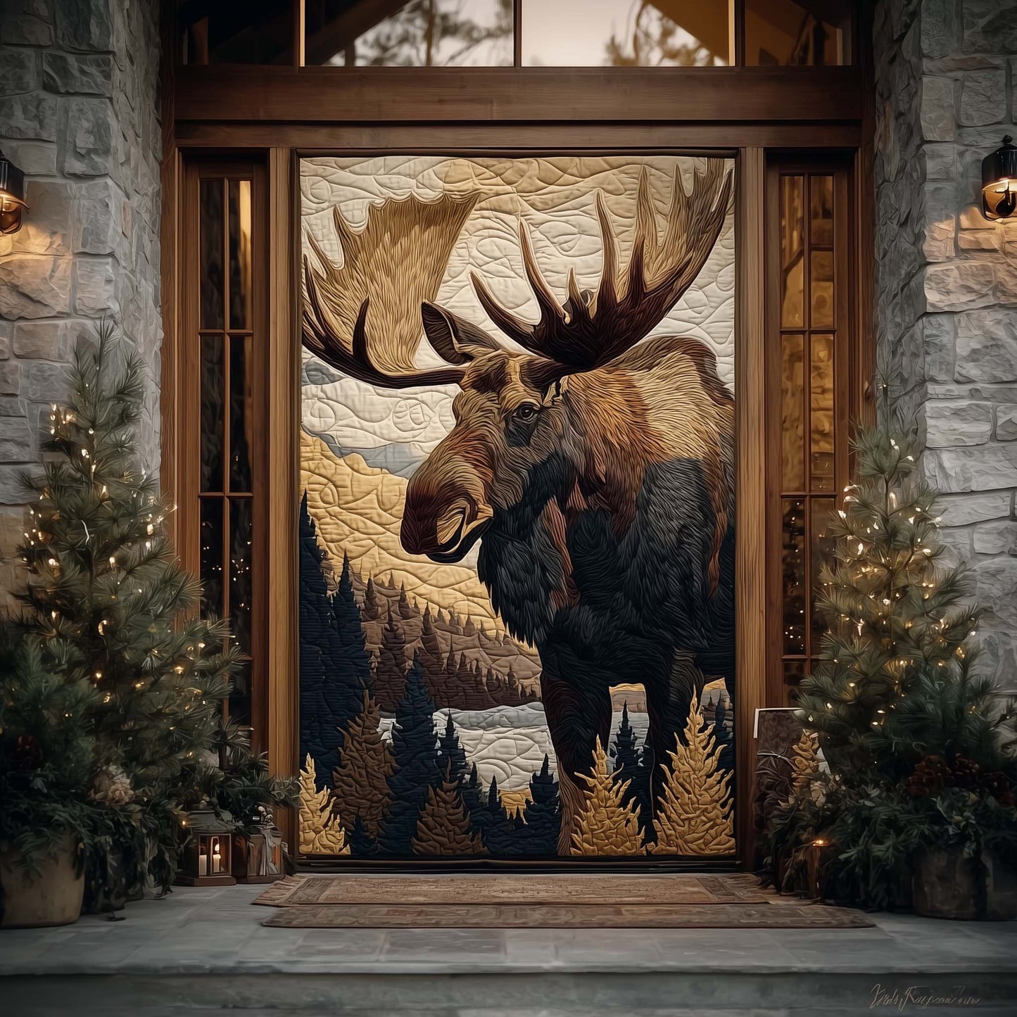 Mountain Moose Spirit Quilted Door Cover GFTOHD12369
