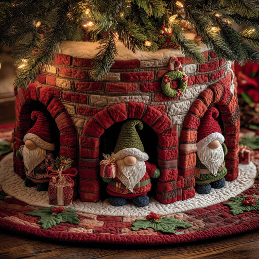 Christmas Gnomes Quilted Tree Skirt GFTOHD12372