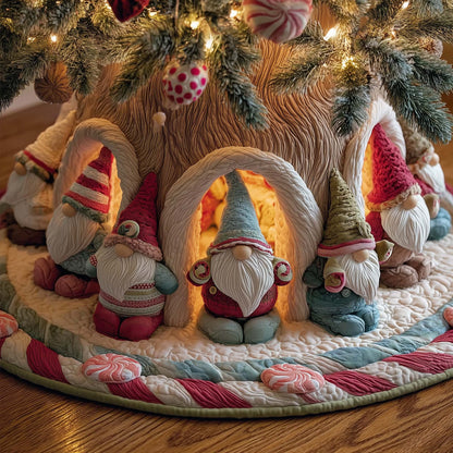 Christmas Gnomes Quilted Tree Skirt GFTOHD12373