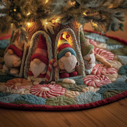 Christmas Gnomes Quilted Tree Skirt GFTOHD12374
