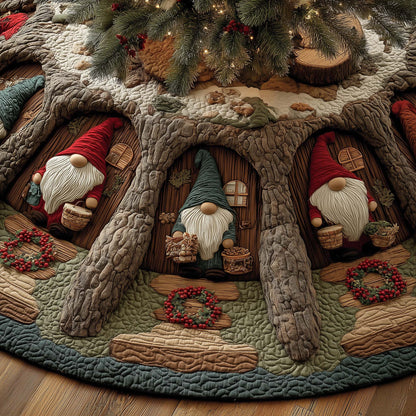 Christmas Gnomes Quilted Tree Skirt GFTOHD12376