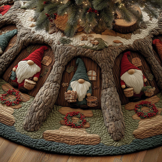 Christmas Gnomes Quilted Tree Skirt GFTOHD12376