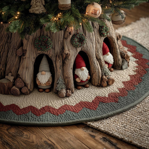 Christmas Gnomes Quilted Tree Skirt GFTOHD12377