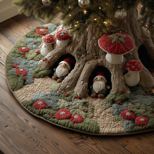 Christmas Gnomes Quilted Tree Skirt GFTOHD12378