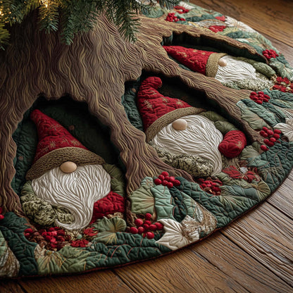 Christmas Gnomes Quilted Tree Skirt GFTOHD12382