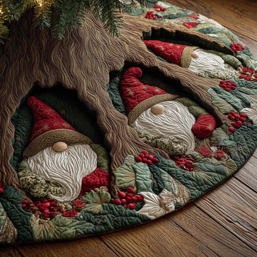 Christmas Gnomes Quilted Tree Skirt GFTOHD12382