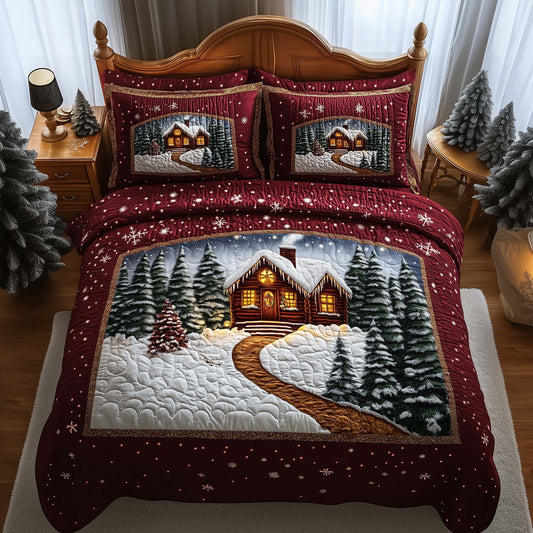 Peaceful Snow Cabin Duvet Cover Set GFTOHD12385