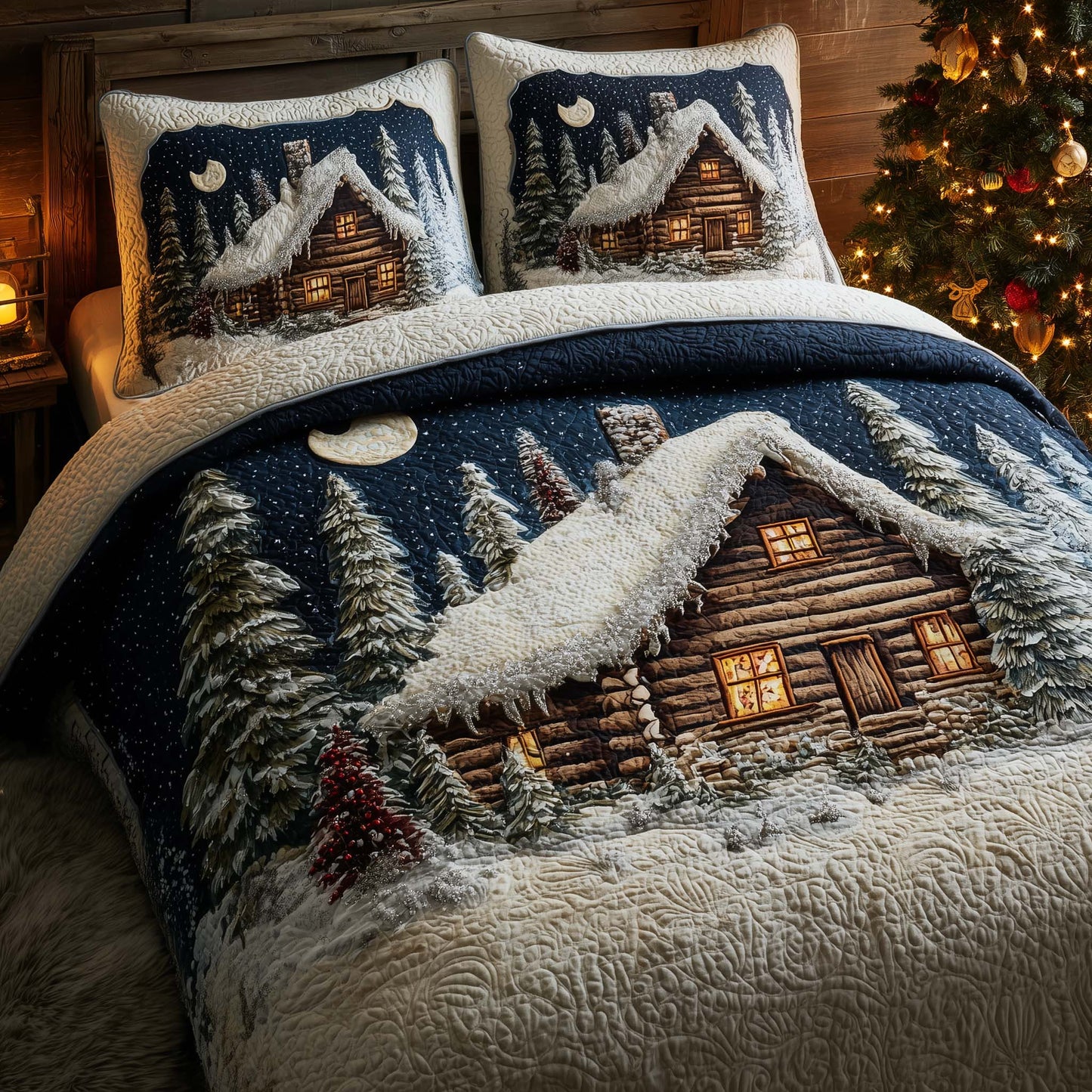 Peaceful Snow Cabin Duvet Cover Set GFTOHD12386