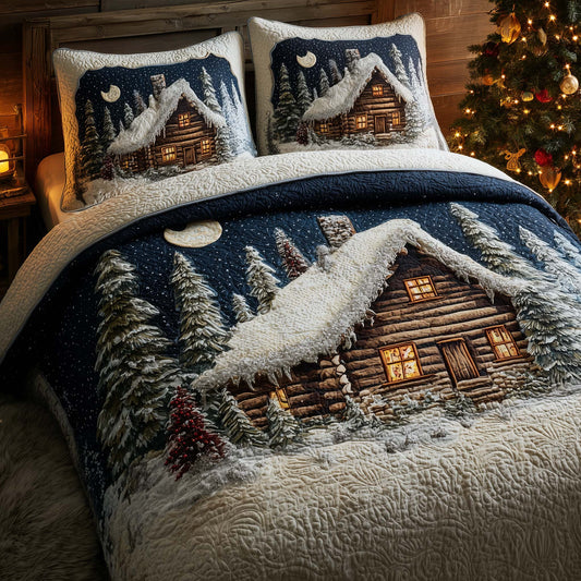Peaceful Snow Cabin Duvet Cover Set GFTOHD12386
