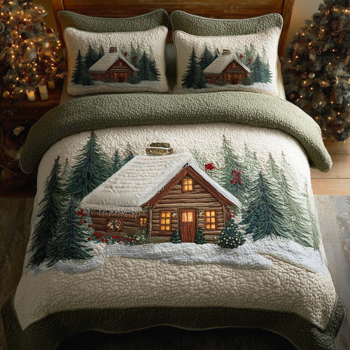 Peaceful Snow Cabin Duvet Cover Set GFTOHD12387
