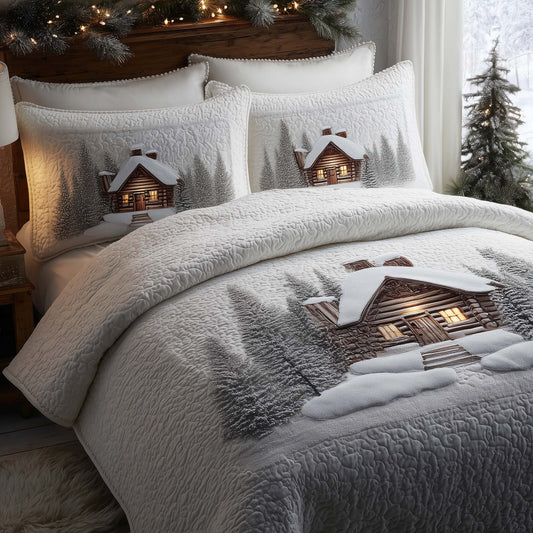 Peaceful Snow Cabin Duvet Cover Set GFTOHD12388