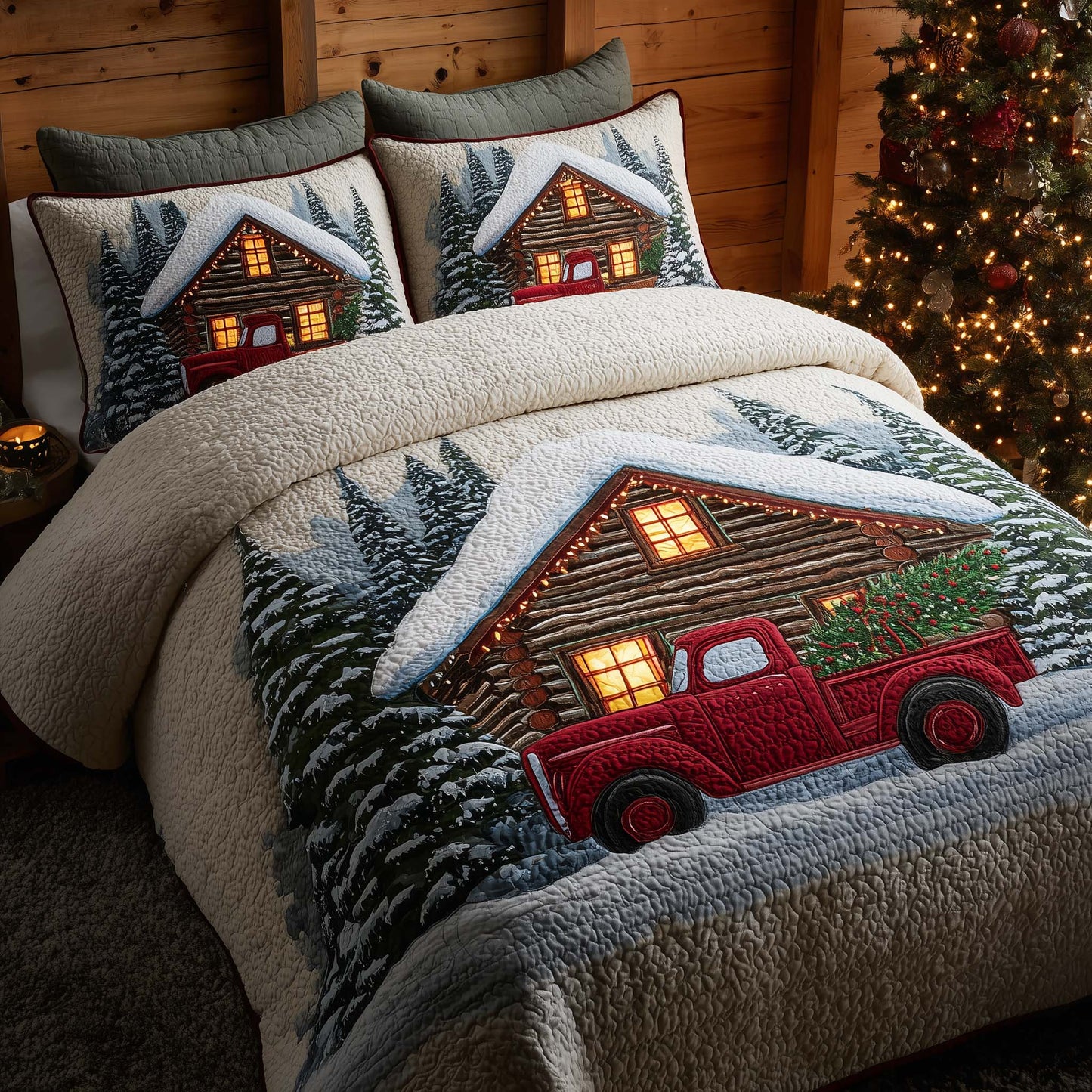 Peaceful Snow Cabin Duvet Cover Set GFTOHD12389