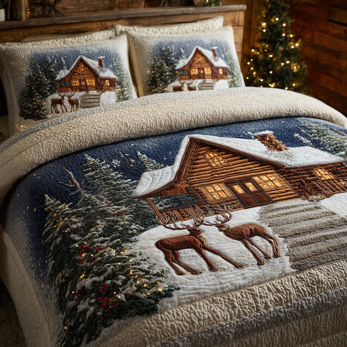 Peaceful Snow Cabin Duvet Cover Set GFTOHD12390