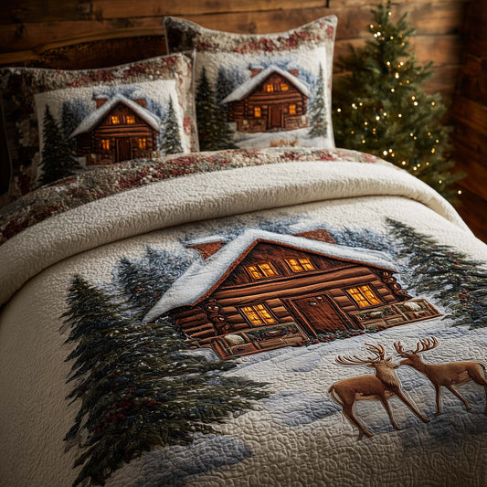 Peaceful Snow Cabin Duvet Cover Set GFTOHD12391