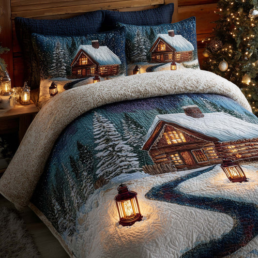 Peaceful Snow Cabin Duvet Cover Set GFTOHD12392