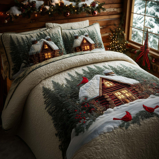 Peaceful Snow Cabin Duvet Cover Set GFTOHD12393