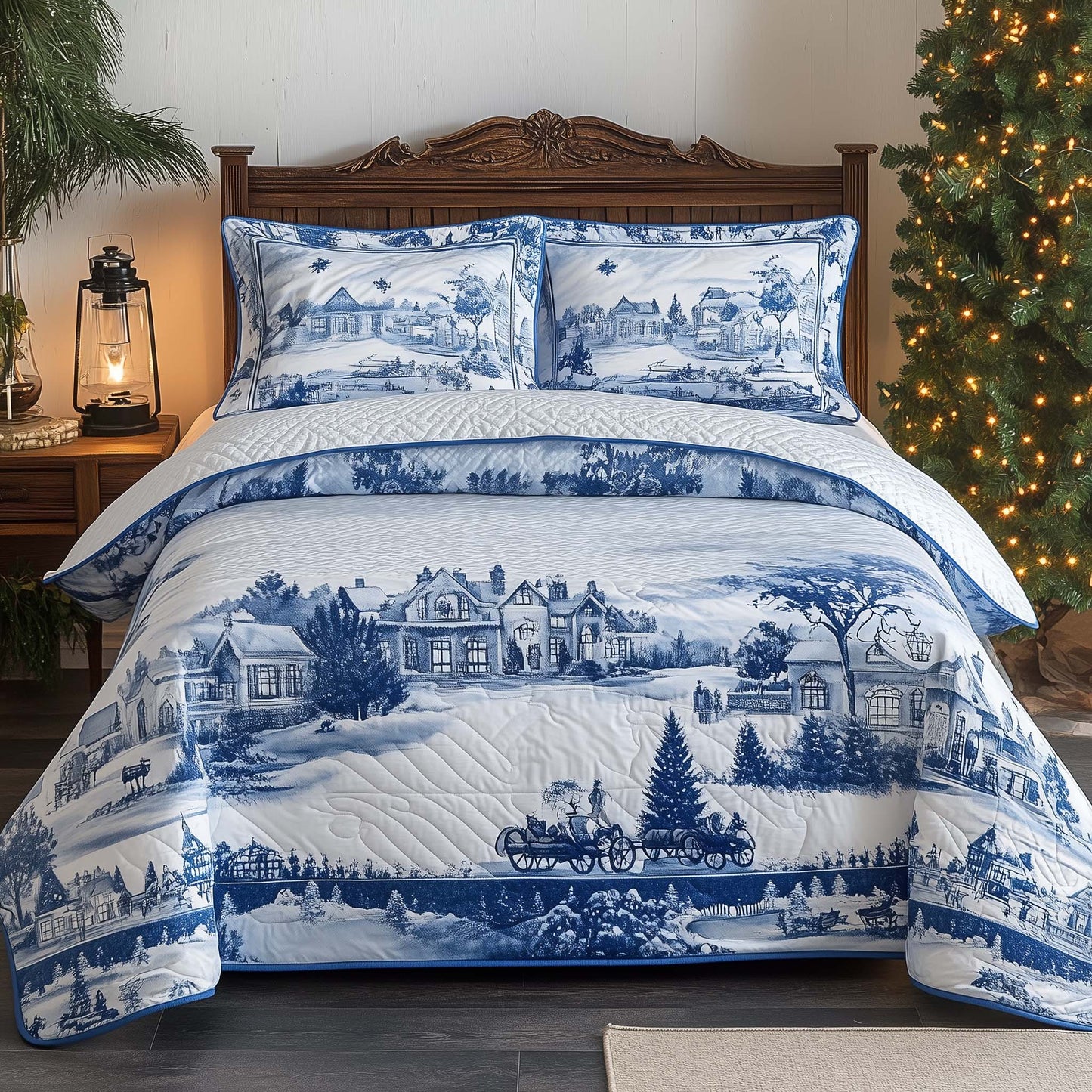 Festive Winter Chinoiserie Duvet Cover Set GFTOHD12397