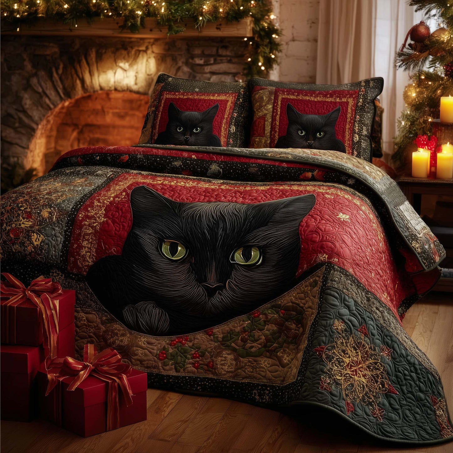 Christmas Cat Charm Duvet Cover Set GFTOHD12412