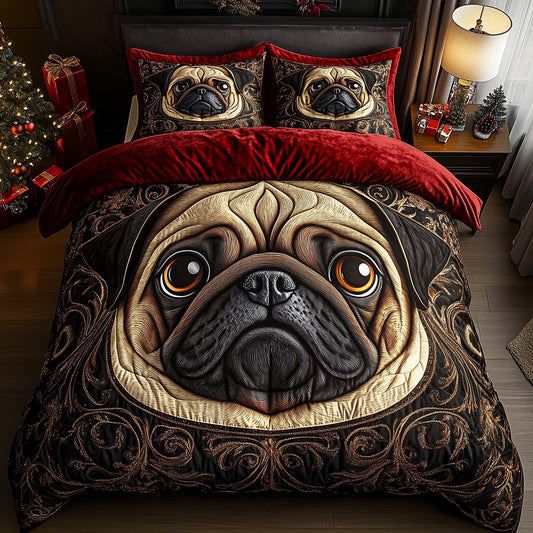 Christmas Pug Charm Duvet Cover Set GFTOHD12442
