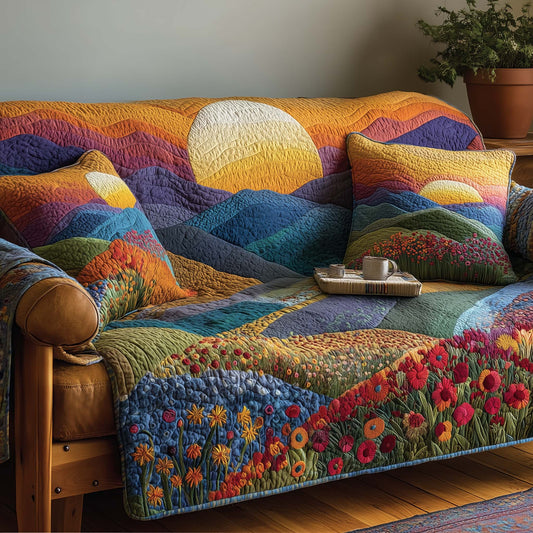 Flower Hill Quilted Sofa Cover GFTOHD12444