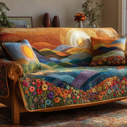 Flower Hill Quilted Sofa Cover GFTOHD12445
