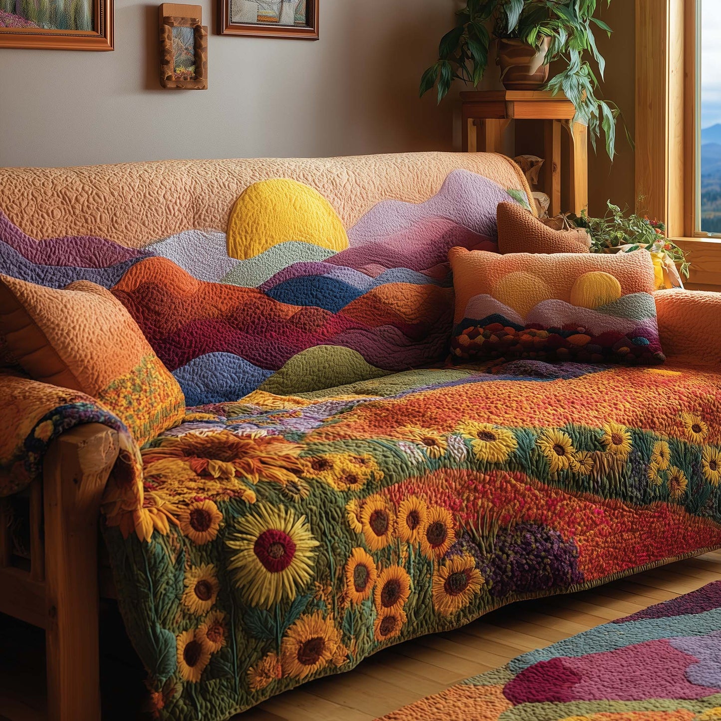 Flower Hill Quilted Sofa Cover GFTOHD12446