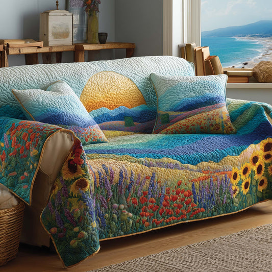 Flower Hill Quilted Sofa Cover GFTOHD12454