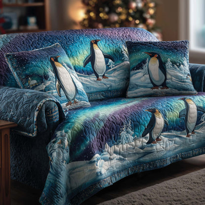 Festive Penguin Heaven Quilted Sofa Cover GFTOHD12458