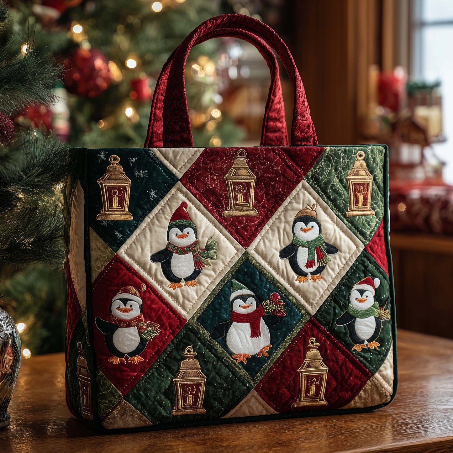 Christmas Patchwork Quilted Tote Bag GFTOHD12473