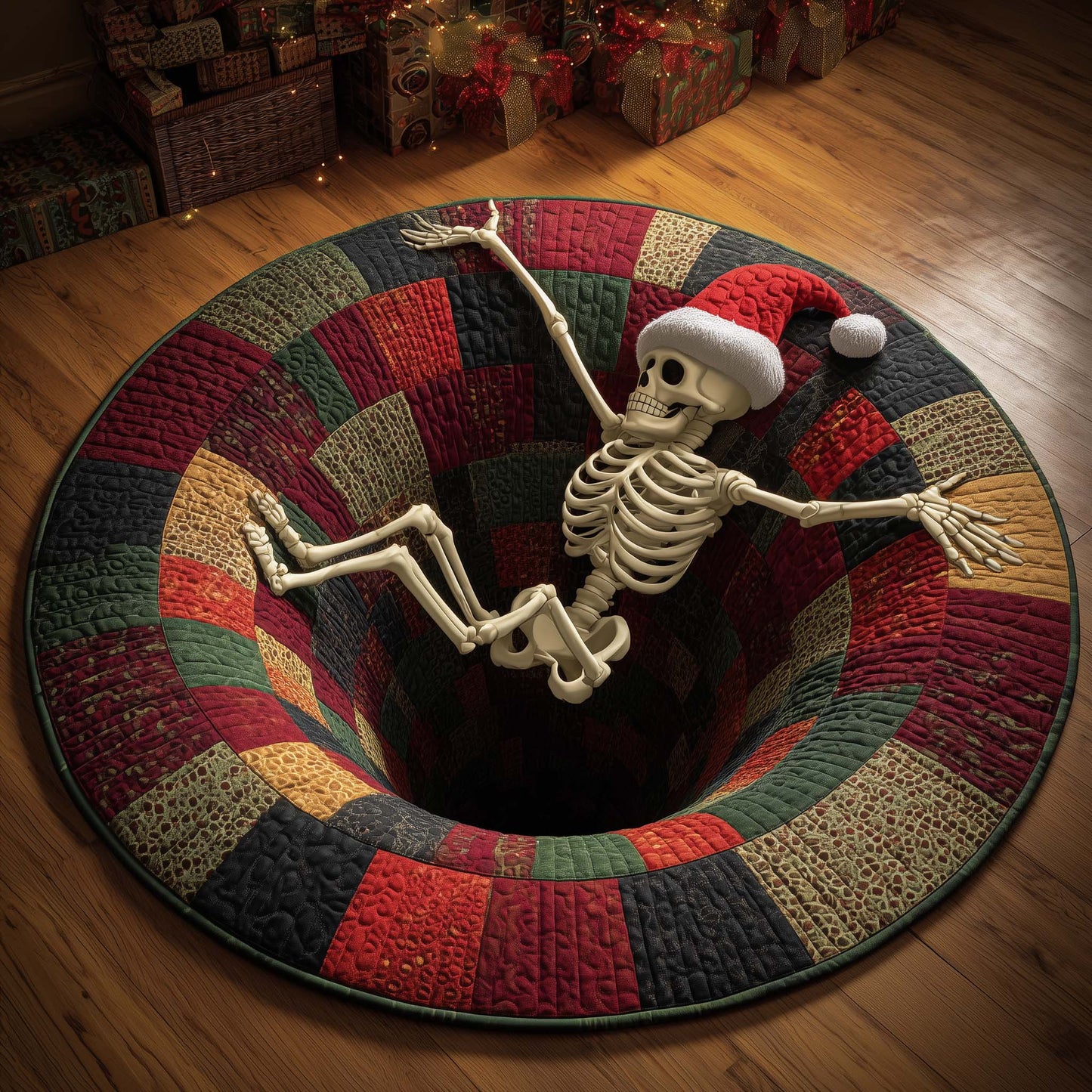 Holiday Skeleton Quilted Round Mat GFTOHD12489