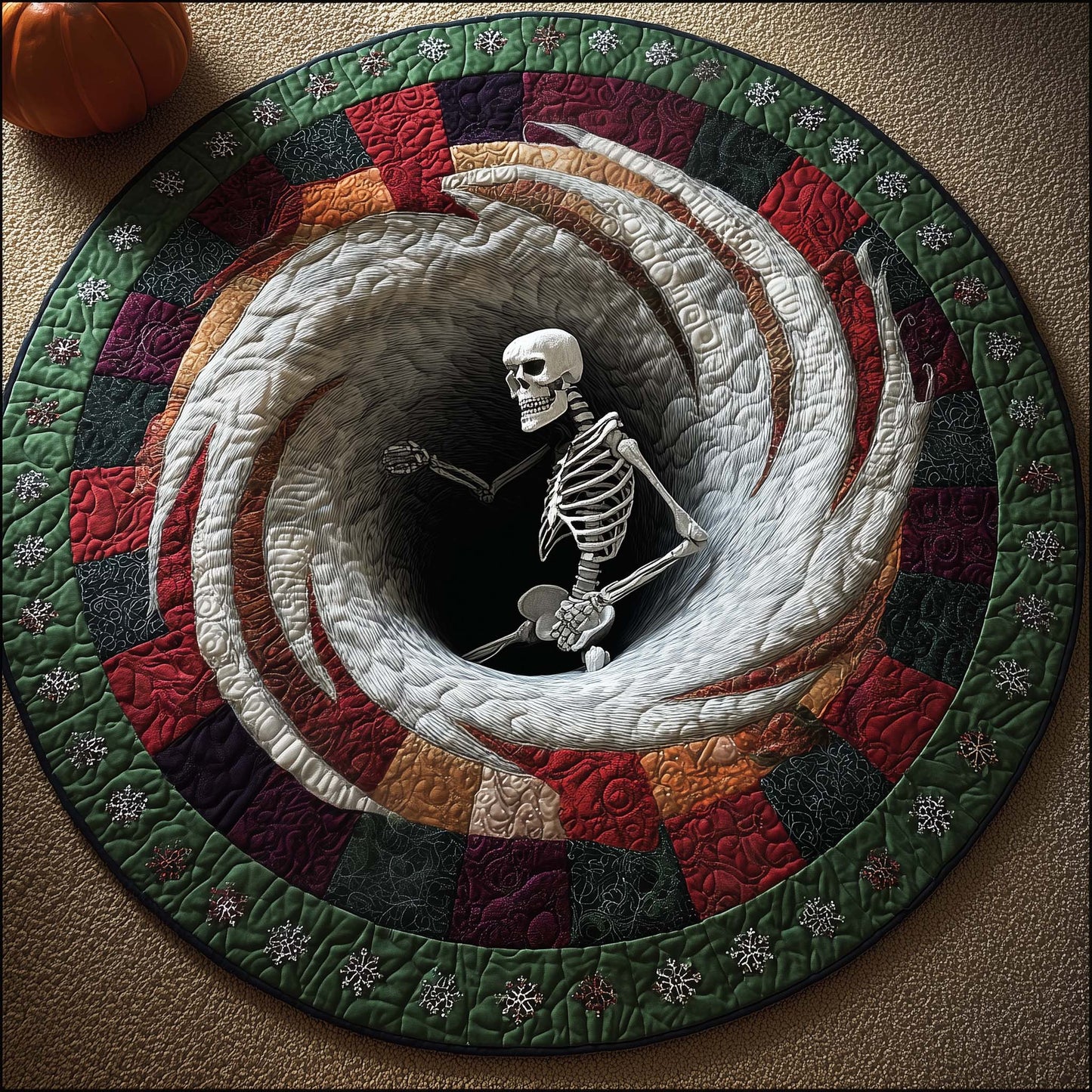 Holiday Skeleton Quilted Round Mat GFTOHD12491
