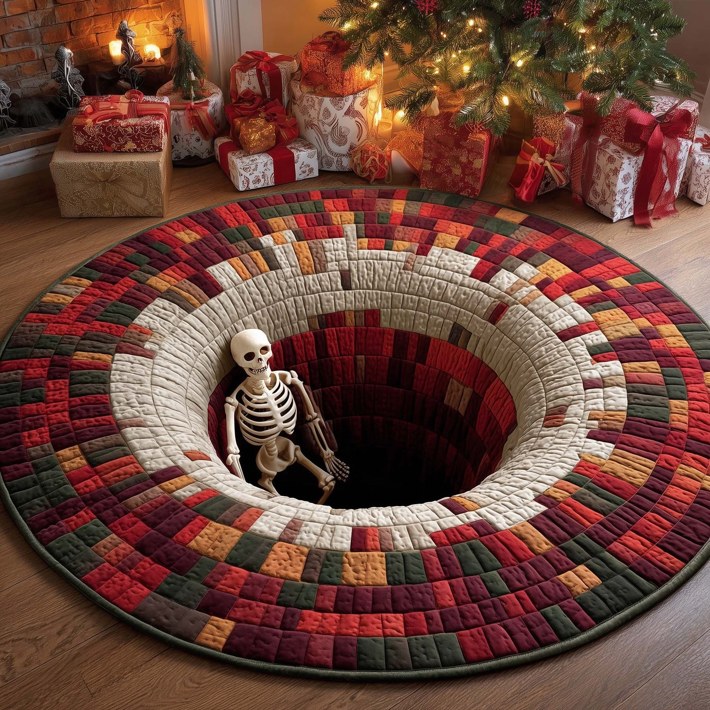 Holiday Skeleton Quilted Round Mat GFTOHD12496