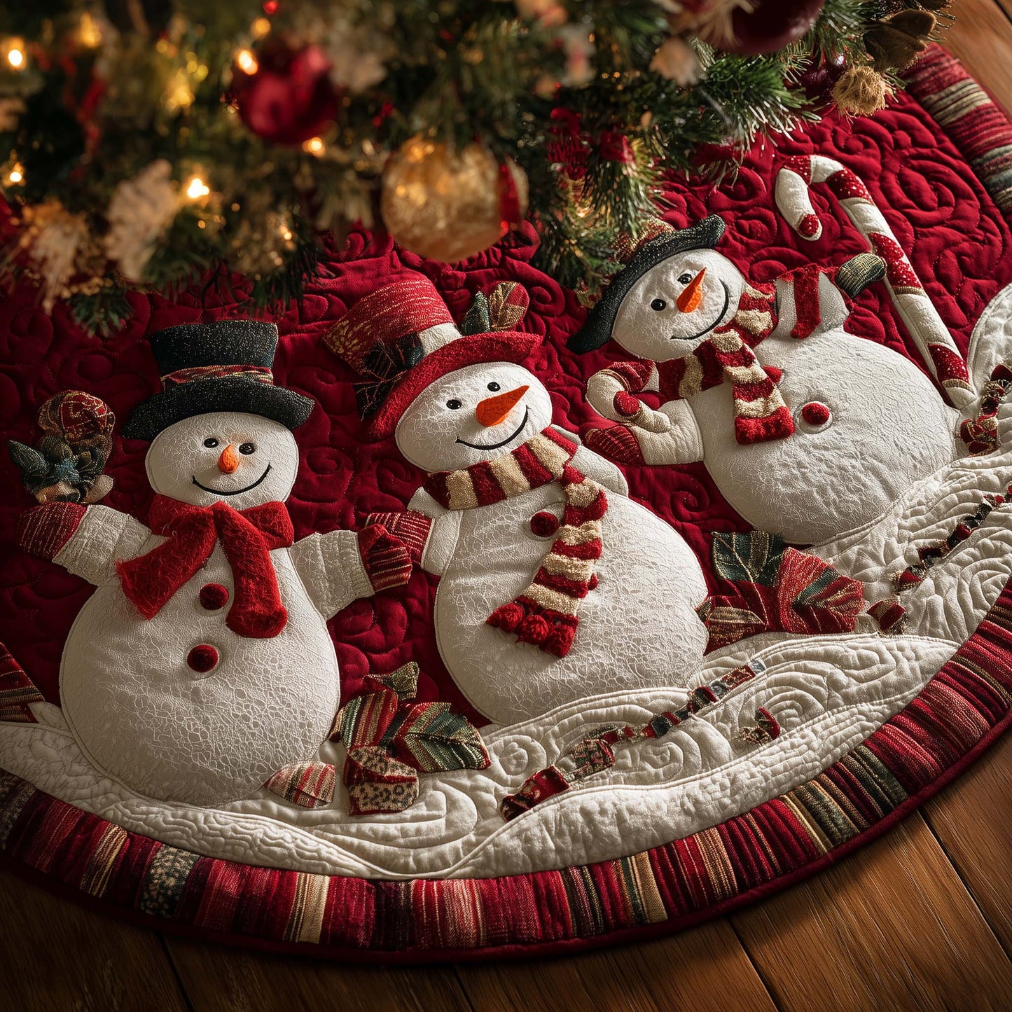 Winter Snowman Delight Quilted Tree Skirt GFTOHD12499