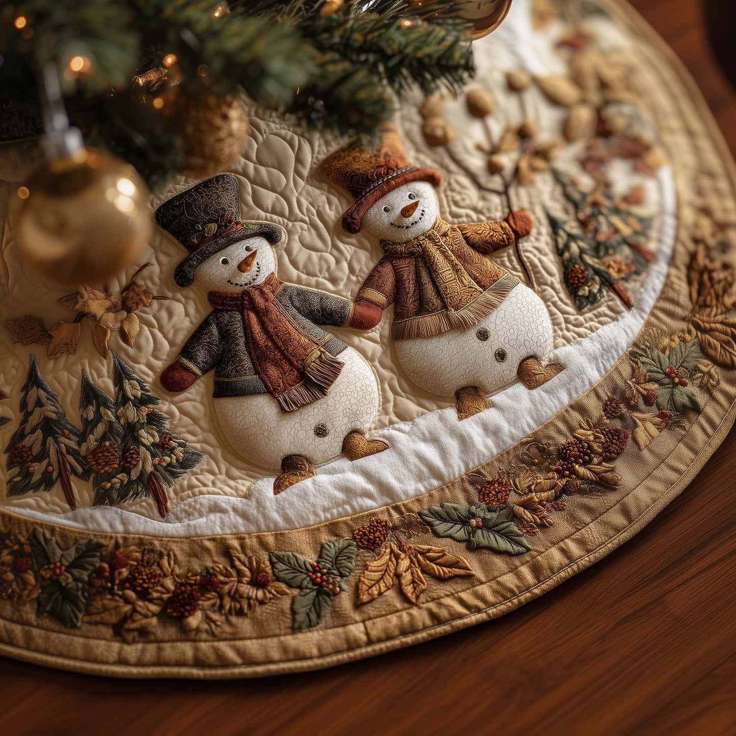 Winter Snowman Delight Quilted Tree Skirt GFTOHD12504