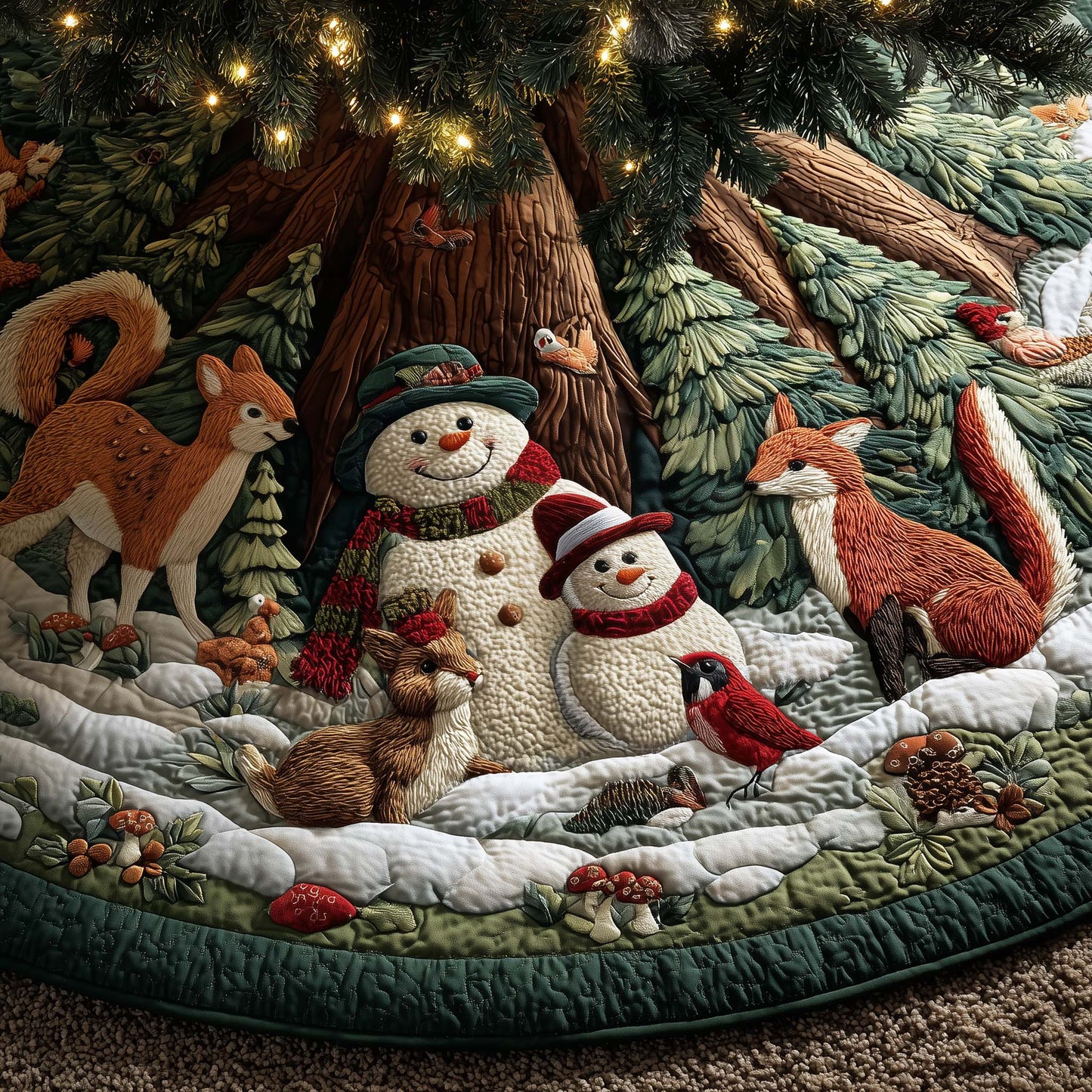 Winter Snowman Delight Quilted Tree Skirt GFTOHD12505