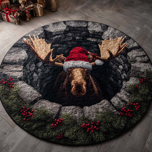 Moose Holiday Delight Quilted Round Mat GFTOHD12515